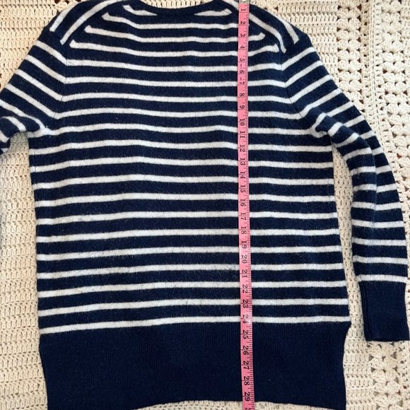 Madewell Navy/White Stripe Merino Wool/Alpaca Long Open Front Cardigan  Sz Med - Picture 8 of 8